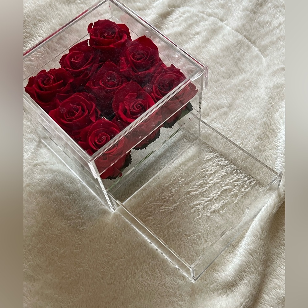 Preserved Red Roses in Acrylic Drawer Box - Picture 3 of 4